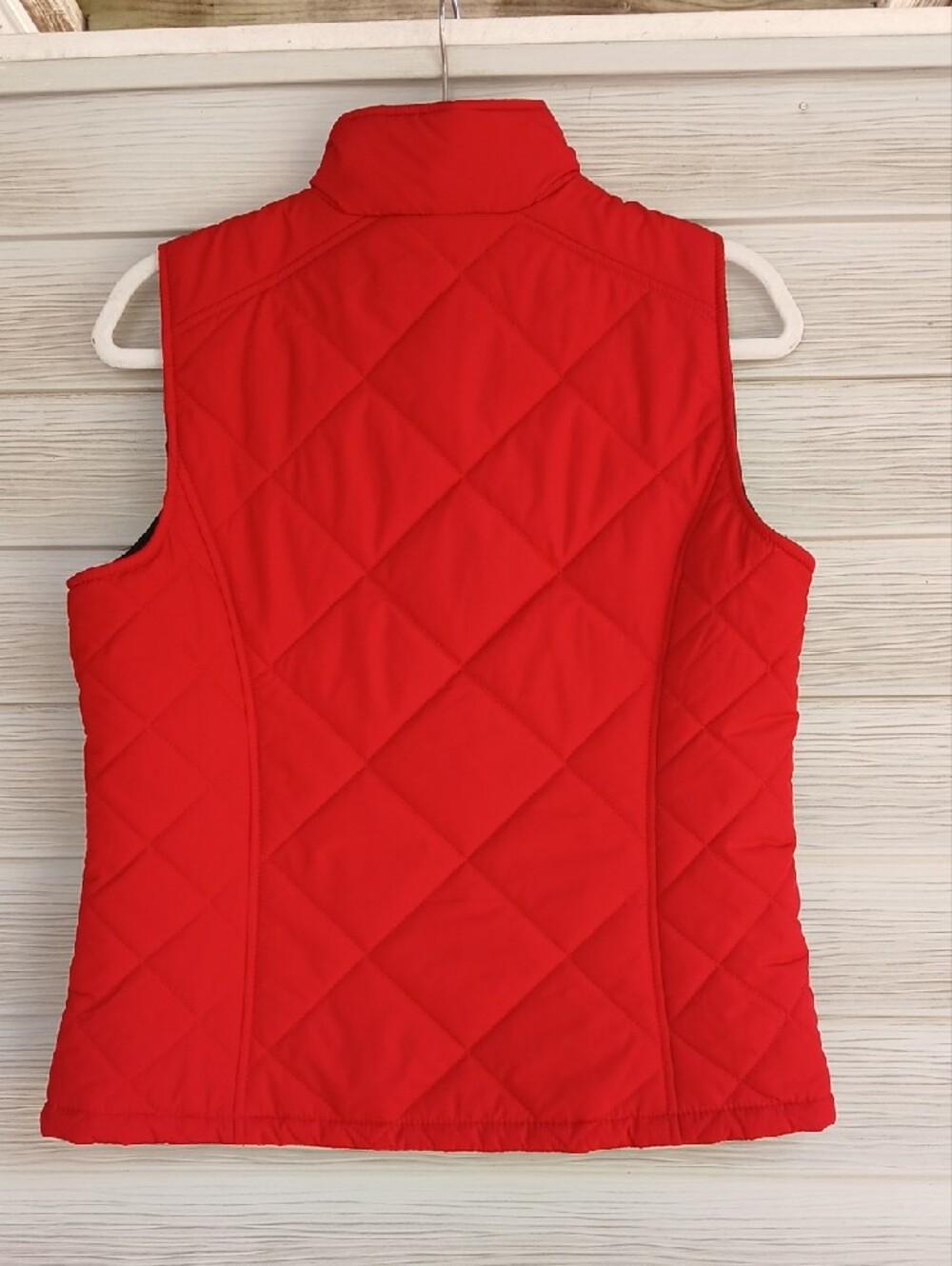 Lauren Ralph Lauren Vibrant Red Quilted Sleeveless Vest with Gold Accents - Picture 7 of 8